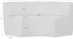 WOOOD Essbank »Europa mit Grobgewebe-Bezug und runder Formgebung B186 x T90 x H85 cm« Sehr hohe Verschleißfestigkeit, Teflon-Imprägnierung, Tragkraft 150 kg
