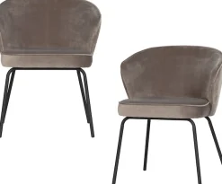 WOOOD Esszimmerstuhl »Admit Bezug mit Metallgestell und runde Formen H 78 x B 60 x T 58 cm« (Set) 2 Stk.(Set, 2 St) Velvet, Tragkraft 150 kg, schwarzen Beinen, pfleigleicht