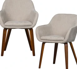 WOOOD Esszimmerstuhl »Base mit Velvet-Melange-Bezug, B 58 x T 58 x H 80 cm« (Set) 2 Stk.Walnussfurnier-Gestell, Armlehnen integriert, Tragkraft 100 kg