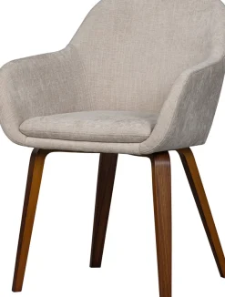 WOOOD Esszimmerstuhl »Base mit Velvet-Melange-Bezug, B 58 x T 58 x H 80 cm« (Set) 2 Stk.Walnussfurnier-Gestell, Armlehnen integriert, Tragkraft 100 kg