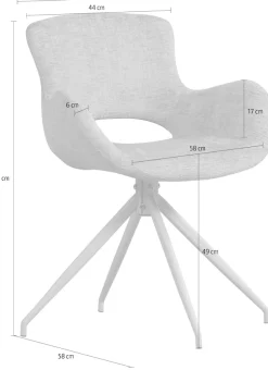 WOOOD Esszimmerstuhl »Eliva mit Grobstruktur-Velvetbezug und Metallgestell 58 x 82 x 58 cm« () Sehr hohe Verschleißfestigkeit, Drehmechanismus, Pfleiglicht