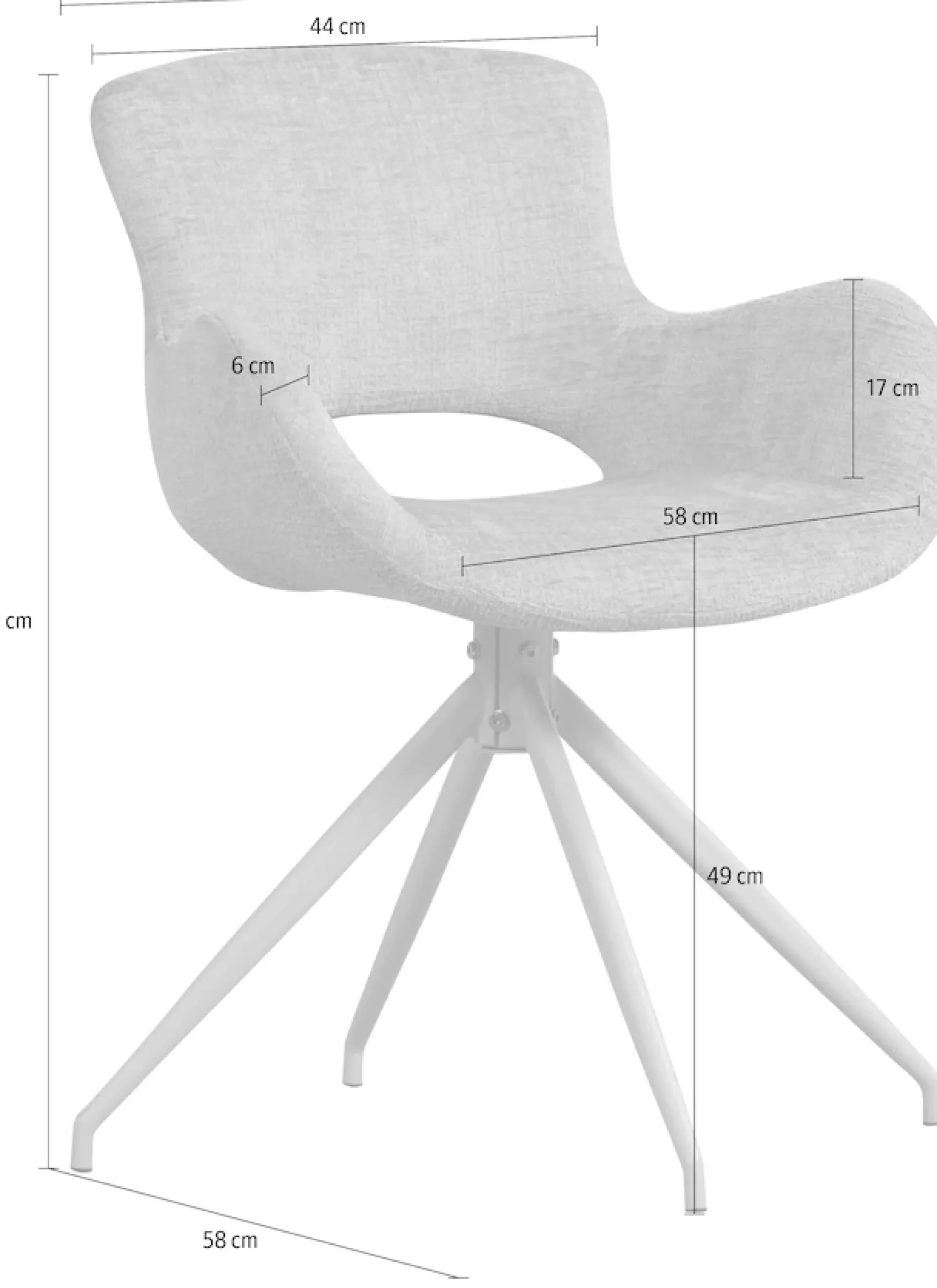 WOOOD Esszimmerstuhl »Eliva mit Grobstruktur-Velvetbezug und Metallgestell 58 x 82 x 58 cm« () Sehr hohe Verschleißfestigkeit, Drehmechanismus, Pfleiglicht