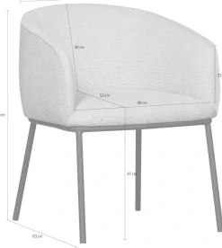 WOOOD Esszimmerstuhl »Leon mit Happy-Bouclé-Bezug und Metallgestell, B 61 x T 63 x H 77 cm« () Tragkraft 100 kg, einfach zu montierbar, pfleigleicht