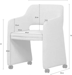 WOOOD Esszimmerstuhl »Lyric mit Ceyo-Bouclé-Bezug und Rollen B 59 x T 58 x H 79 cm« () Tragkraft 120 kg, Hohe Verschleißfestigkeit, montiert geliefert