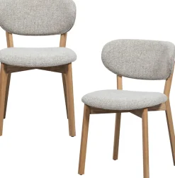 WOOOD Esszimmerstuhl »Udar mit Melange-Gewebe More und Eichengestell H 82 cm« (Set) 2 Stk.(Set, 2 St), strapazierfähiger Stoff, massives Eichenholz, modern
