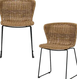 WOOOD Esszimmerstuhl »Wings geflochtenes PE-Rattan auf Stahlgestell, H 78 x B 55 x T 54 cm« () (Set of 2)Tragkraft 110 kg, Outdoor-Beschichtung, fertig montiert
