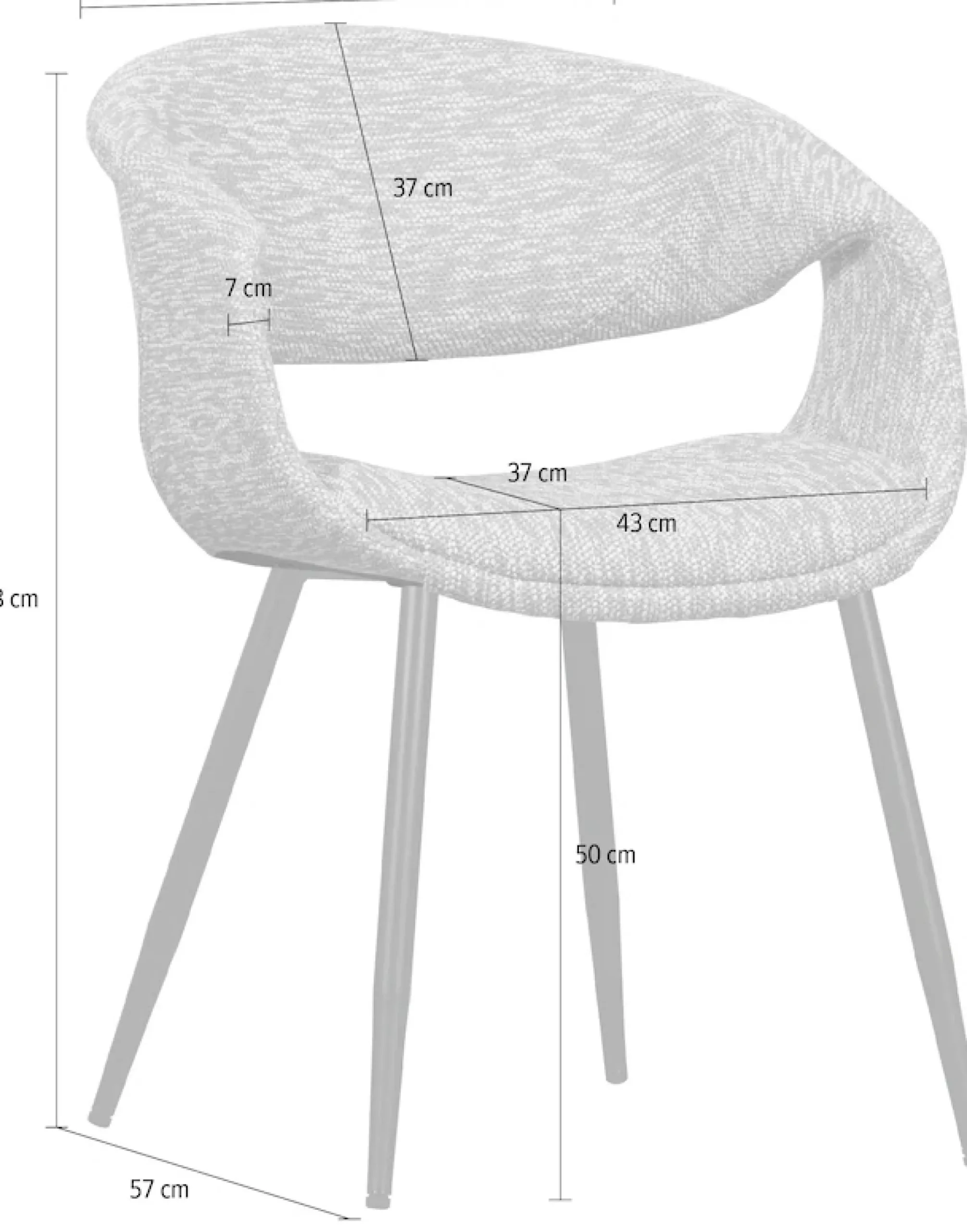 WOOOD Esszimmerstuhl »Yossi mit Armlehnen und Gewebtem Bezug B 57 x T 57 x H 78 cm (2er-Set)« (Set) 2 Stk.Maximale Verschleißfestigkeit, Metallgestell, Tragkraft 136 kg