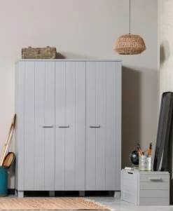WOOOD Garderobenschrank »Dennis Mehrzweckschrank mit gebürsteter Oberfläche« FSC® Kiefer massiv, gebürstet, Höhe 202 cm