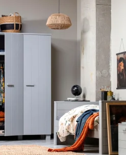 WOOOD Garderobenschrank »Dennis Mehrzweckschrank mit gebürsteter Oberfläche« FSC® Kiefer massiv, gebürstet, Höhe 202 cm