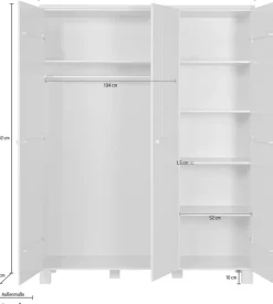 WOOOD Garderobenschrank »Dennis Mehrzweckschrank mit gebürsteter Oberfläche« FSC® Kiefer massiv, gebürstet, Höhe 202 cm
