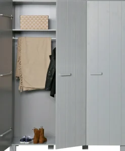 WOOOD Garderobenschrank »Dennis Mehrzweckschrank mit gebürsteter Oberfläche« FSC® Kiefer massiv, gebürstet, Höhe 202 cm