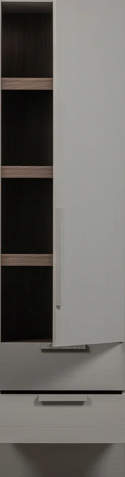 WOOOD Garderobenschrank »Rens Nussbaumdekor lackiert mitRollführung und sichtbare Maserung« H 210 x B 55 x T 58 cm, Wandbefestigung empfohlen, Kombinierbar
