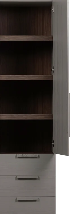 WOOOD Garderobenschrank »Rens Nussbaumdekor lackiert mitRollführung und sichtbare Maserung« H 210 x B 55 x T 58 cm, Wandbefestigung empfohlen, Kombinierbar