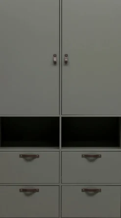 WOOOD Garderobenschrank »Stage FSC®-Kiefernholz Schutzlackiert, H 185 x B 103 x T 40 cm« Ledergriffe, kombinierbar, einfach zu montierbar, pfleigleicht