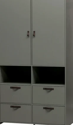 WOOOD Garderobenschrank »Stage FSC®-Kiefernholz Schutzlackiert, H 185 x B 103 x T 40 cm« Ledergriffe, kombinierbar, einfach zu montierbar, pfleigleicht