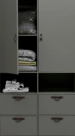 WOOOD Garderobenschrank »Stage FSC®-Kiefernholz Schutzlackiert, H 185 x B 103 x T 40 cm« Ledergriffe, kombinierbar, einfach zu montierbar, pfleigleicht