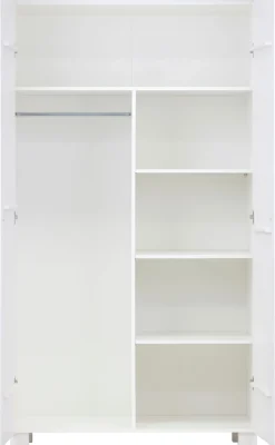 WOOOD Garderobenschrank »Ties FSC®-Kiefernholz gebürstet mit Ledergriffen, H202 x B111 x T55 cm« V-Nuten-Türen, Tragkraft 10 kg pro Einlegeboden, Melamininterieur
