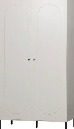 WOOOD Garderobenschrank »Xina mit geschliffener Oberfläche und HDF-Rückwand (2-türig)« FSC® Massivkiefer, 15 cm Standfuß, Hänge- und Legbereich