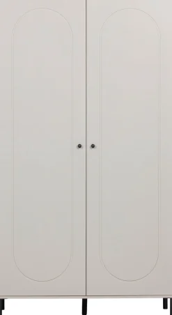 WOOOD Garderobenschrank »Xina mit geschliffener Oberfläche und HDF-Rückwand (2-türig)« FSC® Massivkiefer, 15 cm Standfuß, Hänge- und Legbereich