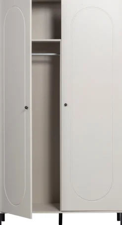 WOOOD Garderobenschrank »Xina mit geschliffener Oberfläche und HDF-Rückwand (2-türig)« FSC® Massivkiefer, 15 cm Standfuß, Hänge- und Legbereich