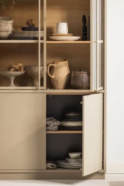 WOOOD Glasvitrine »Casa FSC® Mix Kiefernholz Glastüren mit Eichendekor 101x40x236 cm« Kratzfeste Melaminoberfläche, sichtbare Maserung, einfach zu montieren