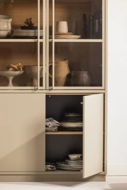 WOOOD Glasvitrine »Casa FSC® Mix Kiefernholz Glastüren mit Eichendekor 101x40x236 cm« Kratzfeste Melaminoberfläche, sichtbare Maserung, einfach zu montieren
