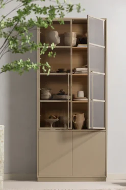 WOOOD Glasvitrine »Casa FSC® Mix Kiefernholz Glastüren mit Eichendekor 101x40x236 cm« Kratzfeste Melaminoberfläche, sichtbare Maserung, einfach zu montieren