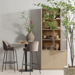 WOOOD Glasvitrine »Casa FSC® Mix Kiefernholz Glastüren mit Eichendekor 101x40x236 cm« Kratzfeste Melaminoberfläche, sichtbare Maserung, einfach zu montieren