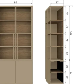 WOOOD Glasvitrine »Casa FSC® Mix Kiefernholz Glastüren mit Eichendekor 101x40x236 cm« Kratzfeste Melaminoberfläche, sichtbare Maserung, einfach zu montieren