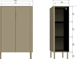 WOOOD Highboard »Gunnar FSC®-Mix Massivkiefer mit Dämpfung Funktion, 85 x 39 x 135 cm« Abgerundete Ecken, Tragkraft 15 kg pro Einlegeboden,sichtbare Maserung