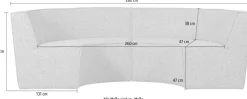WOOOD Küchensofa »Europa mit runder Formgebung und Grobgewebe-Bezug B262 x T131 x H85 cm« Sehr hohe Verschleißfestigkeit, Tragkraft 300 kg, Teflon-Imprägnierung