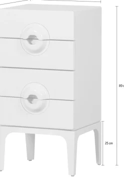 WOOOD Kommode »Merge Eukalyptusholz mit Metallbeinen H 89 x B 44 x T 45 cm« Einzigartiger Griff, Tragkraft 10 kg pro Auszug, montiert geliefert