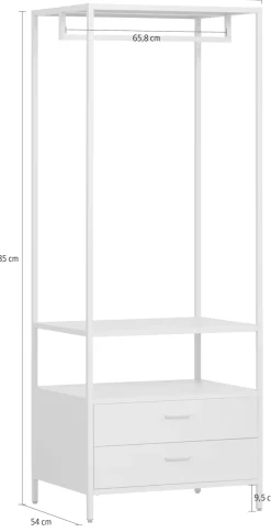 WOOOD Kompaktgarderobe »Ferris mit offenem Kleiderbereich und 2 Schubladen« Tragkraft je Schublade 14 kg, schmale Ausführung