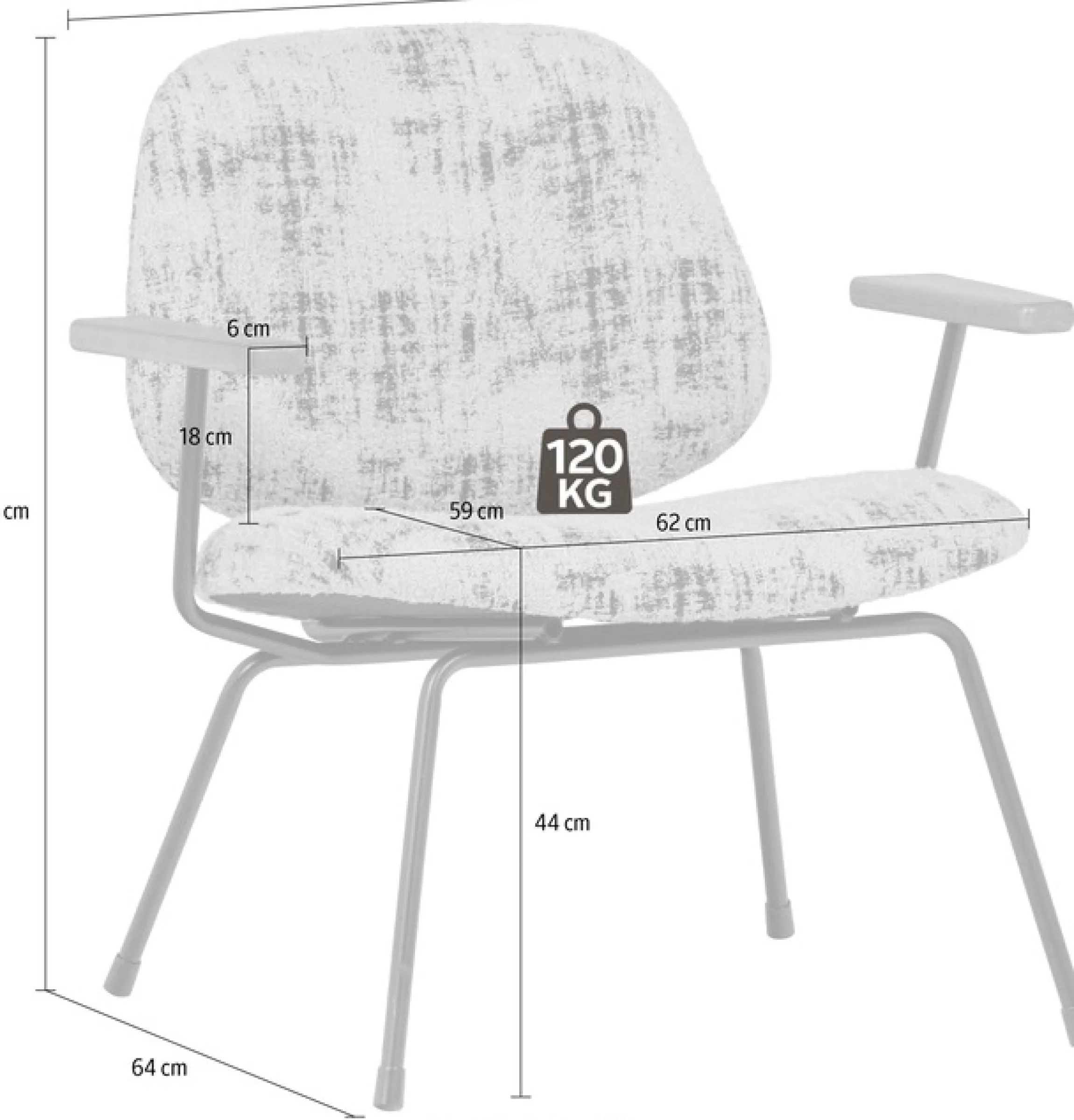 WOOOD Loungesessel »Aure mit Olly-Gewebtem Bezug und Armlehnen B 69 x T 64 x H 69 cm« Sehr hohe Verschleißfestigkeit, Tragkraft 120 kg unregelmäßiges muster
