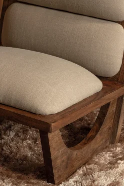 WOOOD Loungesessel »Opulent mit Bouclé-Bezug und Akazienholz-Gestell B 70 x T 80 x H 75 cm« Sichtbare Maserung, Tragkraft 150 kg, vollständig montiert geliefert