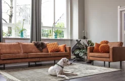 WOOOD Loungesessel »Rodeo Recycling-Lederfaser-Verbundstoff, H 85 x B 105 x T 86 cm« Tragkraft 120 kg, Gute Verschleißfestigkeit, Zickzack-Federung