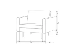 WOOOD Loungesessel »Rodeo Recycling-Lederfaser-Verbundstoff, H 85 x B 105 x T 86 cm« Tragkraft 120 kg, Gute Verschleißfestigkeit, Zickzack-Federung