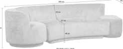 WOOOD Loungesofa »Combi Popular Chenille-Bezug organische Form H 72 x B 290 x T 97 cm« mit Sessel und Pouf, Maximale Verschleißfestigkeit, Tragkraft 400 kg