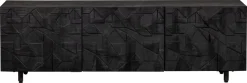 WOOOD Lowboard »Counter Mangoholz mit Druckmechanismus undKabelöffnung, 160x45x50 cm« Grafisches Holzschnitzerei-Türdekor, Tragkraft Deckplatte 35 kg