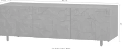 WOOOD Lowboard »Counter Mangoholz mit Druckmechanismus undKabelöffnung, 160x45x50 cm« Grafisches Holzschnitzerei-Türdekor, Tragkraft Deckplatte 35 kg