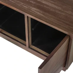 WOOOD Lowboard »Sun mit 4 Türen und recyceltem Teakholz« Recyceltes Teakholz, tropisches Hartholz mit gerader Maserung