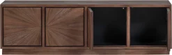 WOOOD Lowboard »Sun mit 4 Türen und recyceltem Teakholz« Recyceltes Teakholz, tropisches Hartholz mit gerader Maserung