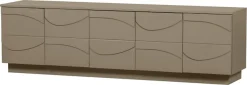WOOOD Lowboard »Teo FSC® Mix Kiefernholz mit organischem 3D-Linienspiel 180x40x52 cm« Tragkraft Deckplatte 50 kg, Kabelöffnung, einfach zu montierbar