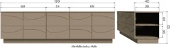 WOOOD Lowboard »Teo FSC® Mix Kiefernholz mit organischem 3D-Linienspiel 180x40x52 cm« Tragkraft Deckplatte 50 kg, Kabelöffnung, einfach zu montierbar