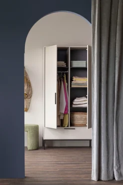 WOOOD Mehrzweckschrank »Adam Garderobenschrank FSC®-Kiefer auf Metallgestell B/T/H100/53/200cm« Tragkraft 15 kg pro Boden, Kleiderstange 10 kg, Einfach zu montierbar