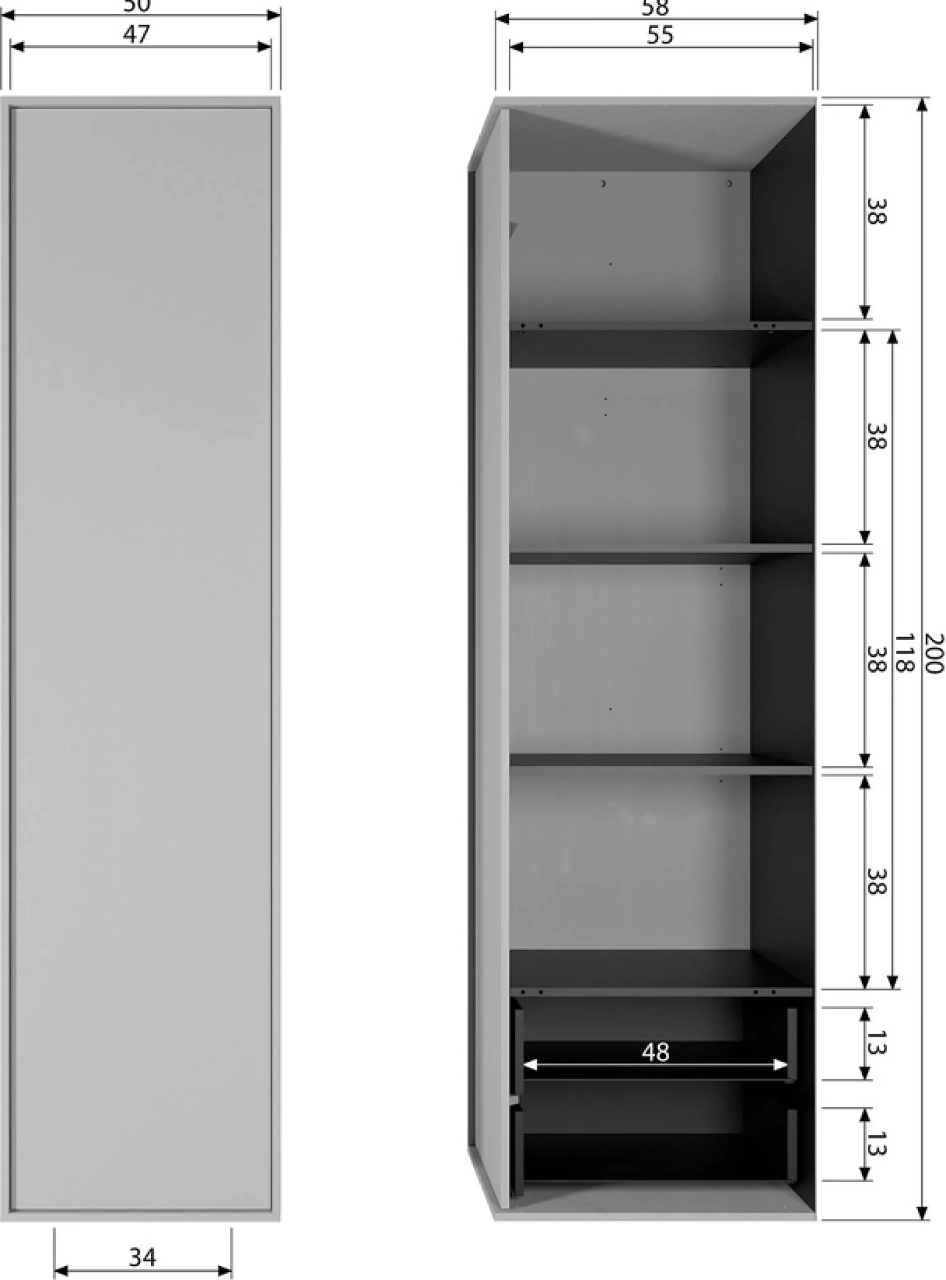 WOOOD Mehrzweckschrank »Daily FSC®-Kiefernholz mit Druckmechanismus« H 200 x B 100 x T 58 cm, pfleigleicht, einfach zu montierbar