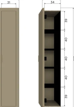 WOOOD Mehrzweckschrank »Gunnar FSC® Mix Kiefernholz mit sichtbare Maserung 45x39x217 cm« Tragkraft 30 kg, abgerundete Ecken, Wandbefestigung empfohlen