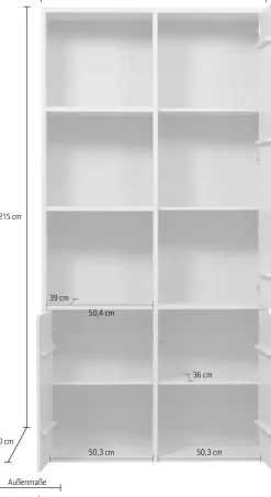 WOOOD Mehrzweckschrank »Meggy Kiefernholz mit Druckmechanismus B 108 x D 40 x H 215 cm« Tragkraft 10 kg pro Boden, sichtbare Maserung, einfach zu montieren