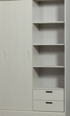 WOOOD Mehrzweckschrank »Mila FSC® Mix Kiefernholz mit Schiebetür und Schubladen 120x42x200 cm« Sichtbare Maserung, Tragkraft 10 kg pro Boden, einfach zu montieren