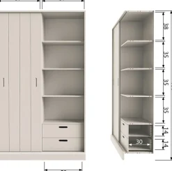 WOOOD Mehrzweckschrank »Mila FSC® Mix Kiefernholz mit Schiebetür und Schubladen 120x42x200 cm« Sichtbare Maserung, Tragkraft 10 kg pro Boden, einfach zu montieren